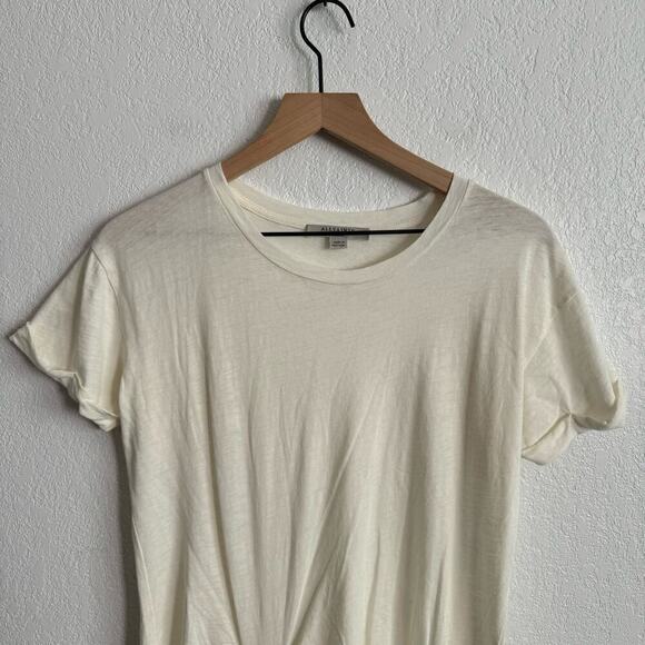 AllSaints T-Rivi Ida Crewneck Short Sleeve Asymmetric Midi T-Shirt Dress Cream S - Picture 3 of 10